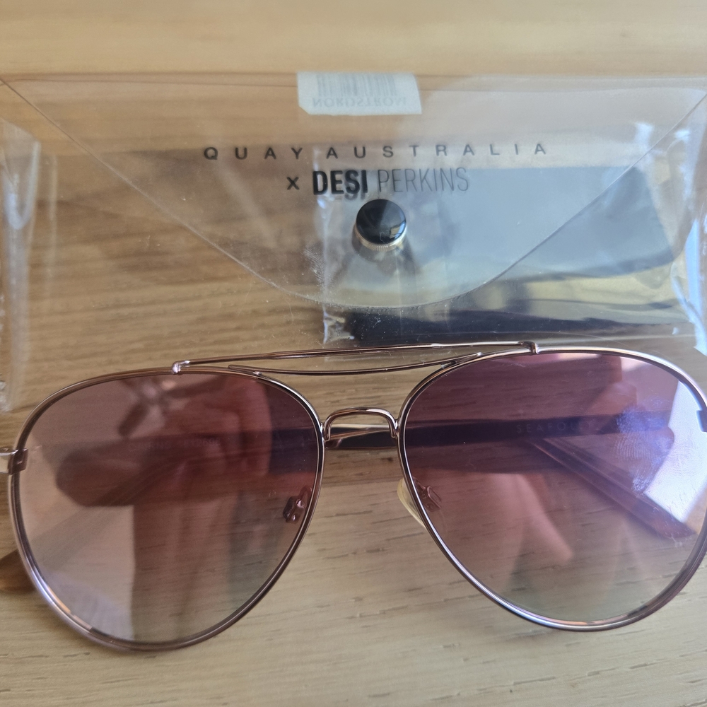 Quay Australia x Desi Perkins Pink Aviator Sunglasses